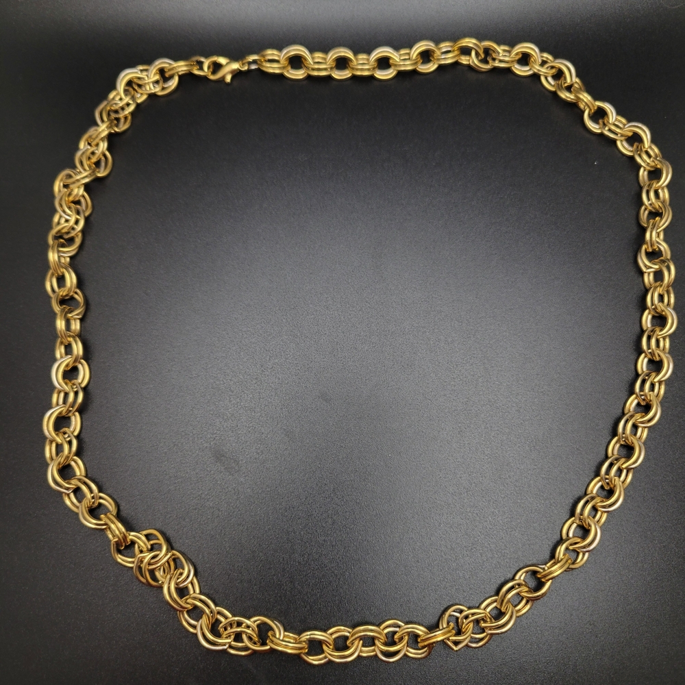 Gold Tone Women's Byzantine Chain Necklace - Elegant Link Design Heavy!